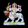 Durga Mata Cut-Gold Makrana White Marble Statue