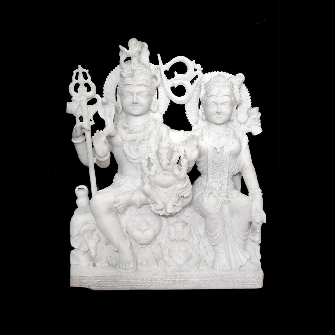 Shiv Pariwar (Gaurishankar) White Marble