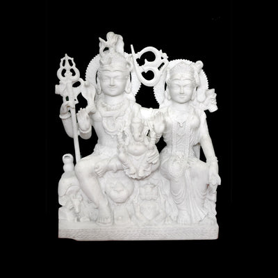 Shiv Pariwar (Gaurishankar) White Marble