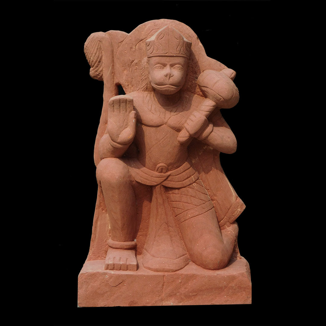 Red Hanuman Ji Marble Statue