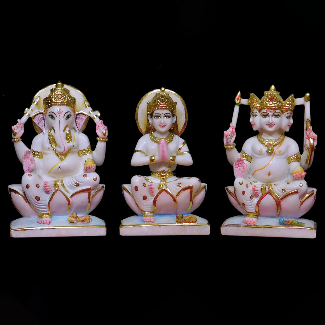 Shiv Parivar Marble Statue (Ganesh, Kartik, Parvati)