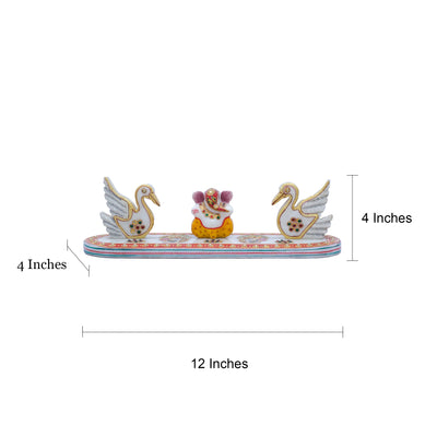 Marble Ghanesh And Swan Showpiece For Home Décor