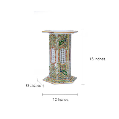 Marble Lamp Cum Stand For Home And Dinner Decoration With Peacock Design
