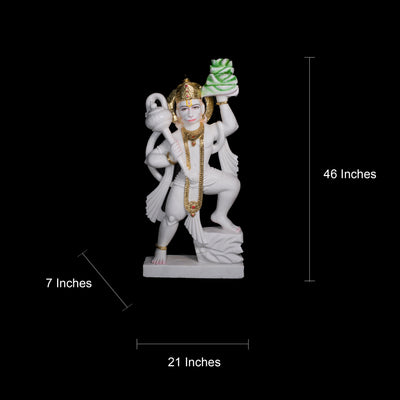 Standing White Vietnam Marble Hanuman Statur For Home And Temple
