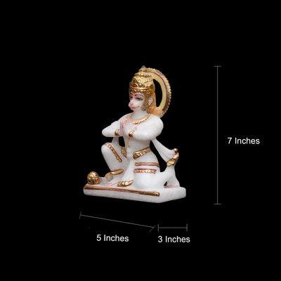Marble Statue Of Lord Hanuman For Pooja Home Decorative
