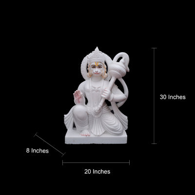Marble Lord Hanuman Statue In Sitting Position With Giving Aashirwaad/Bless