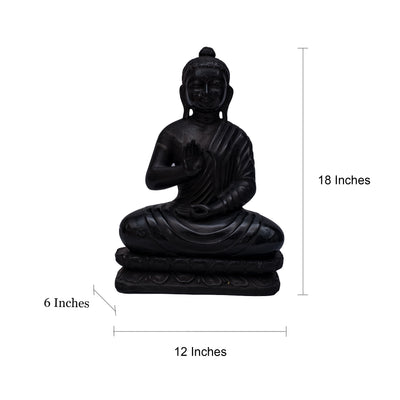 Gautam Budh Black Marble Statue In Sitting Position