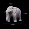 Vietnam Marble White Marble Elephant with Golden Tusks (Large, 15 inches)