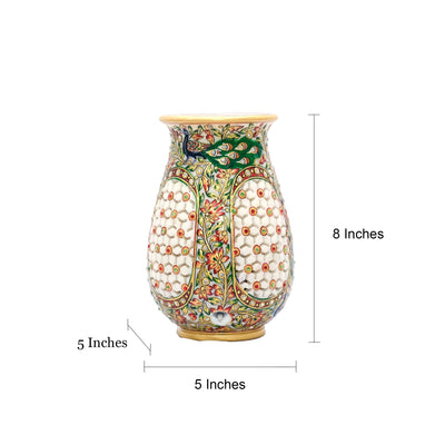 Marble Lantern | Round Shaped Handpainted Minakari Lantern with Jali work