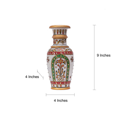 Round Shaped Minakari Handpainted Marble Vase