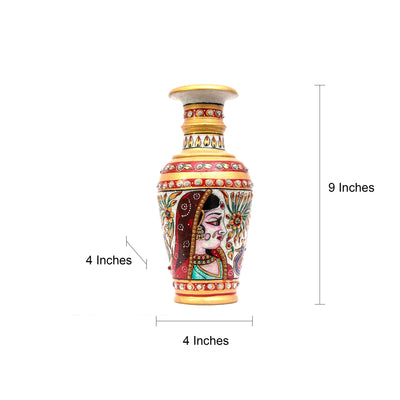Long-necked Vase | Round shaped Minakari Handpainted Marble Vase