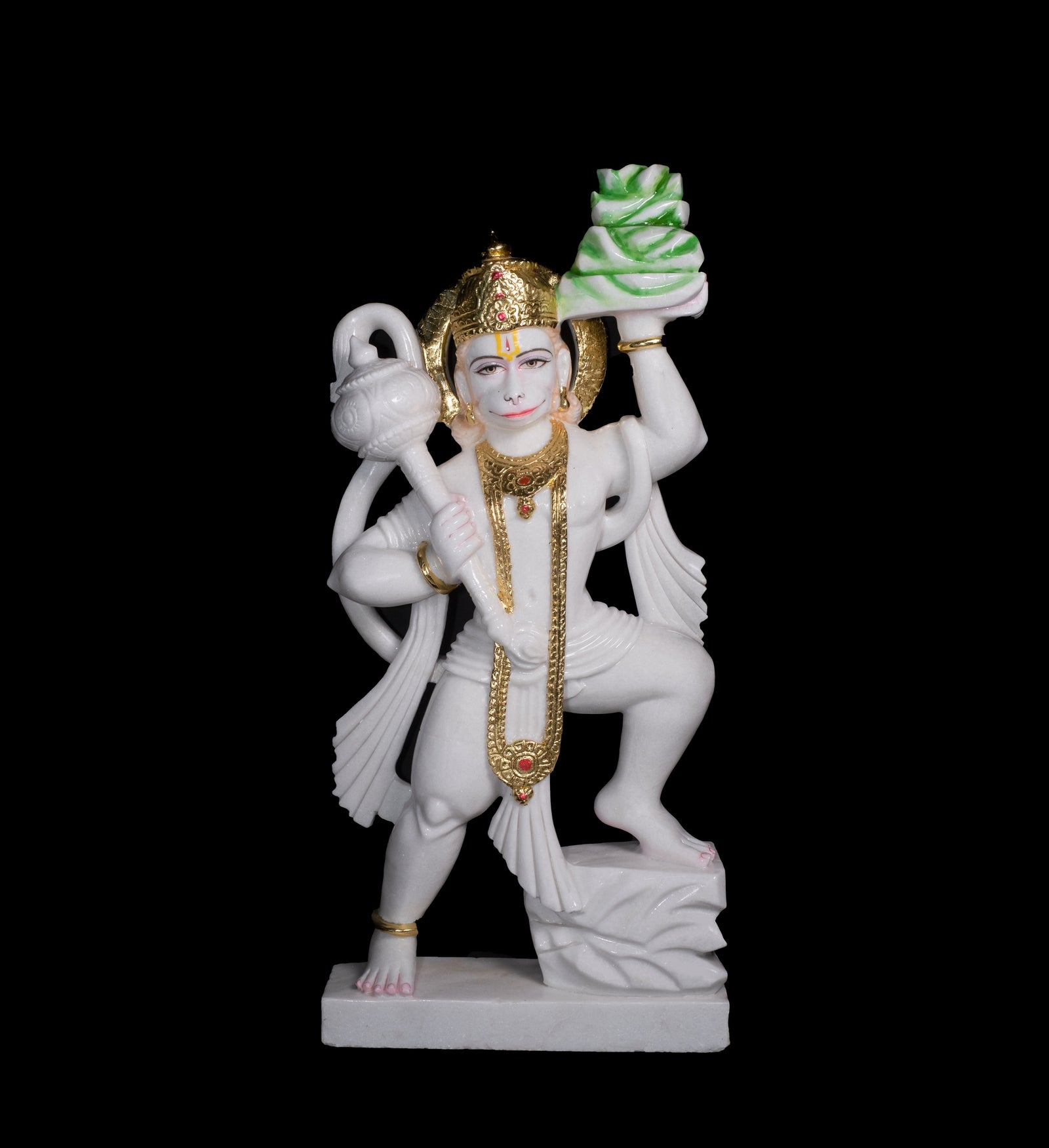 Standing White Vietnam Marble Hanuman Statur For Home And Temple
