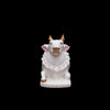 White Marble Nandi In Sitting Position Statue With Brown Color Horns