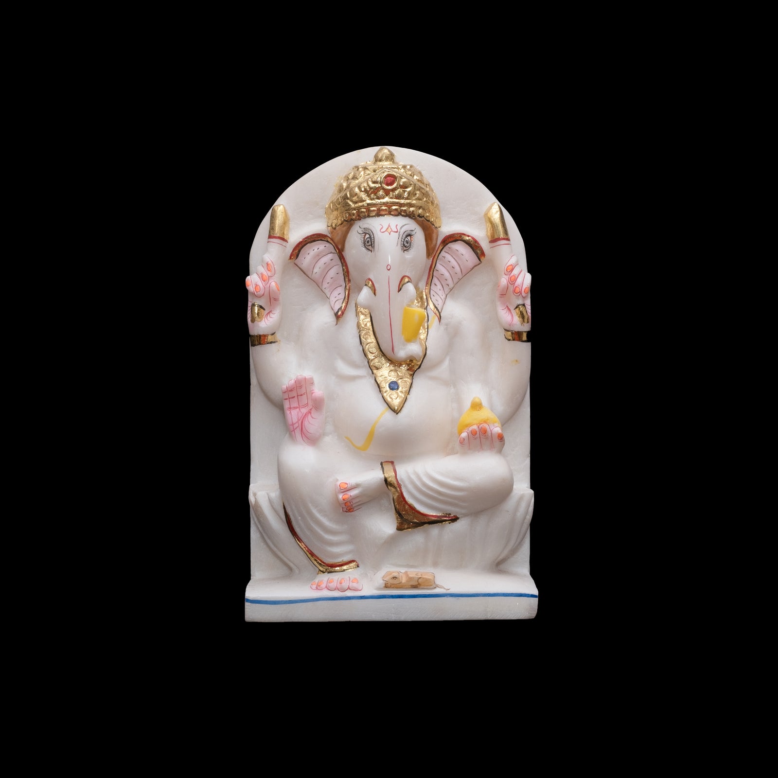 Ganesh Marble Statue In Framed Marble For Temple Home Office