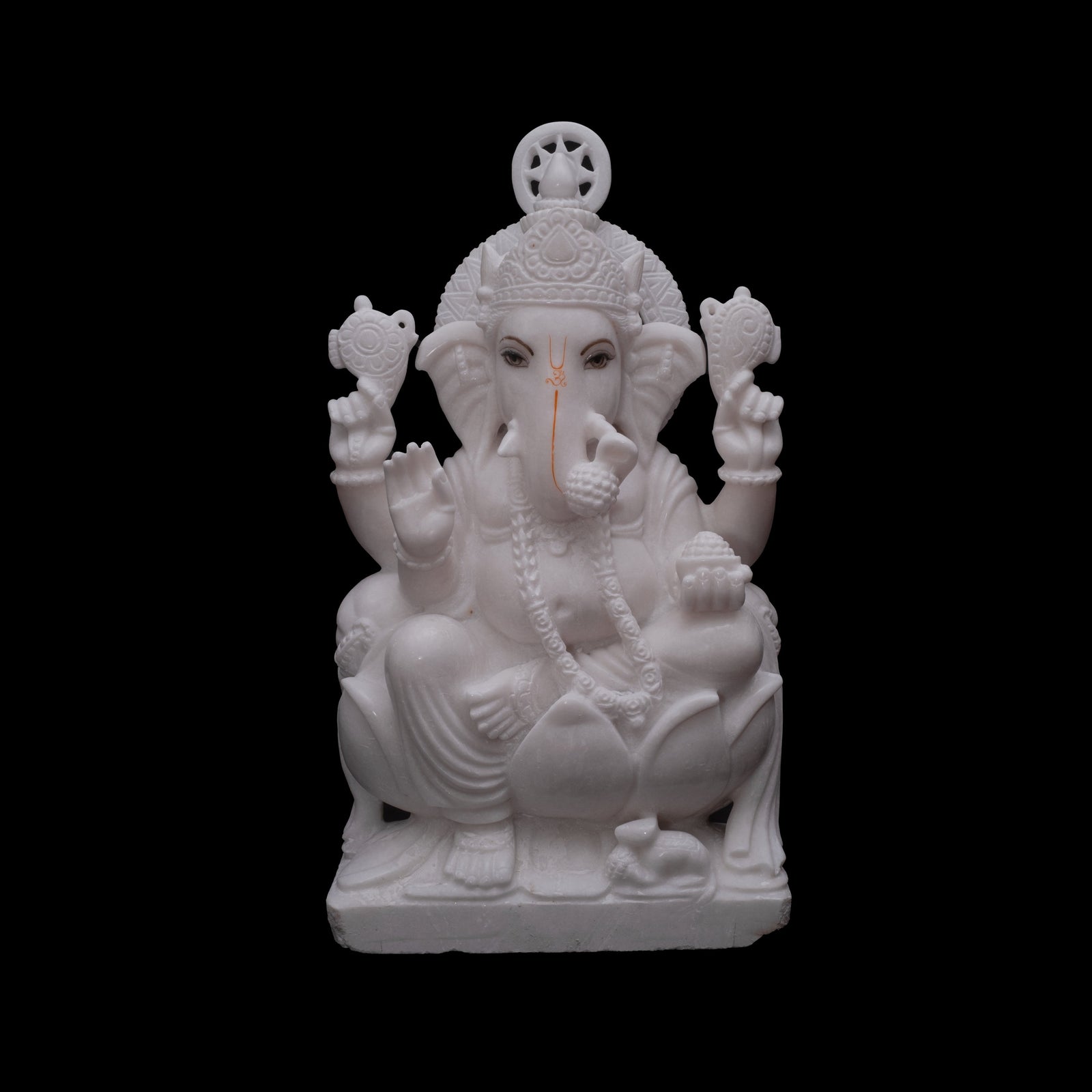 White Marble Ghanesh Ji on Lotus