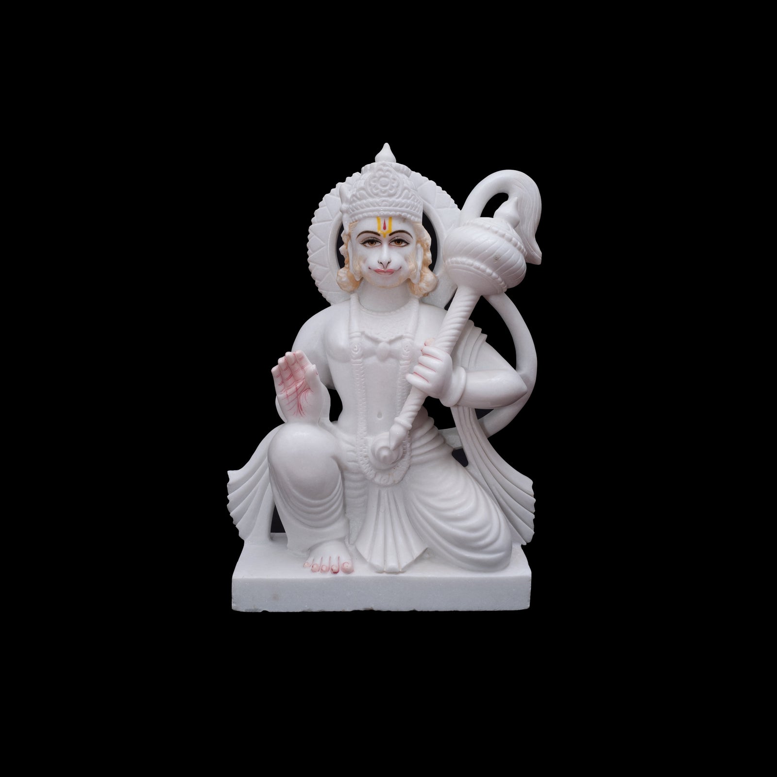 Marble Lord Hanuman Statue In Sitting Position With Giving Aashirwaad/Bless