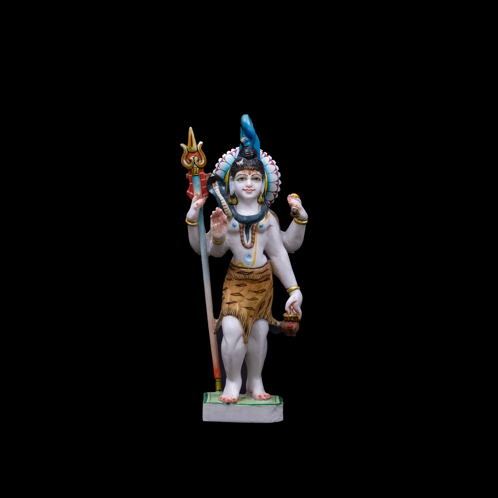 Standing Marble Shiv Ji Statue With Blue hair in standing Position