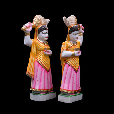 Riddhi Siddhi Marble Statue (Pink and yellow)