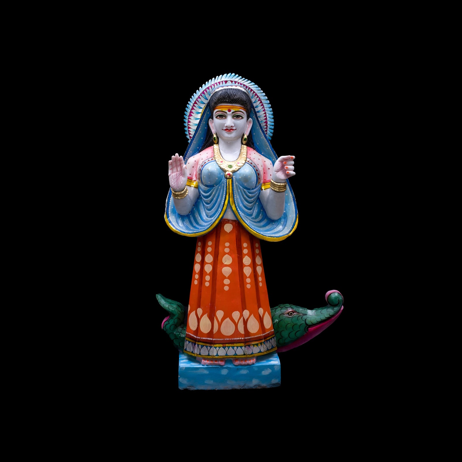 Ganga Ji Marble Statue Riding Makara