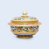 Golden Round Shaped Marble Minakari Handpainted Golden Bowl with Conical Top