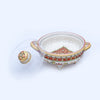 Round Shaped Marble Four Legged Minakari Handpainted Bowl Marble Teri Bowl with Transparent Top