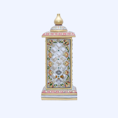 Marble Rectangular Handpainted Minakari Lamp with Jali work