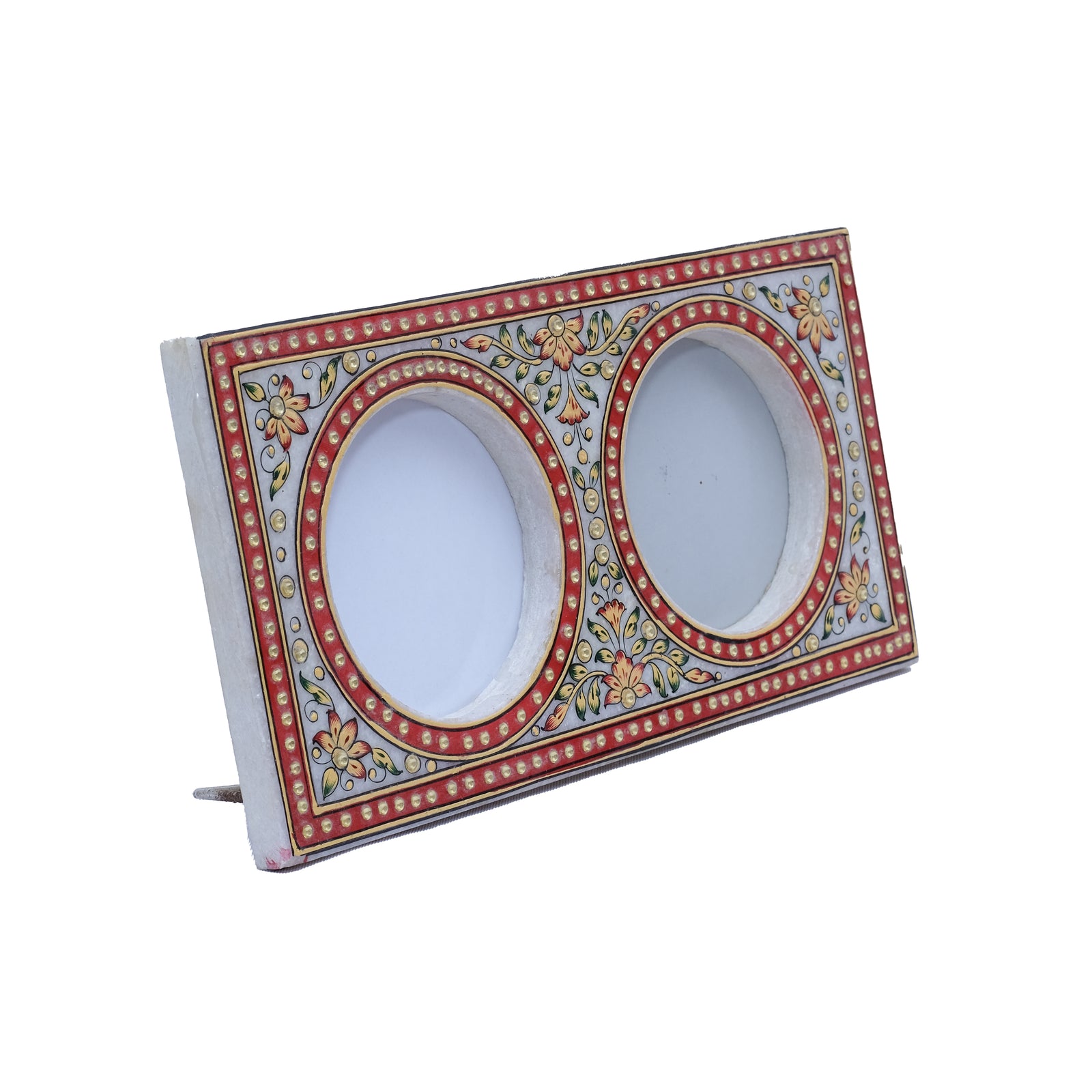 Colourful Handpainted Flower Design Marble Photo Frame With 2 slots for pictures