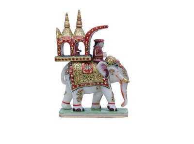 Marble Ambabadi Elephant with Mahawat and Palkhi