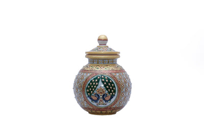Marble Matka With Peacock Design