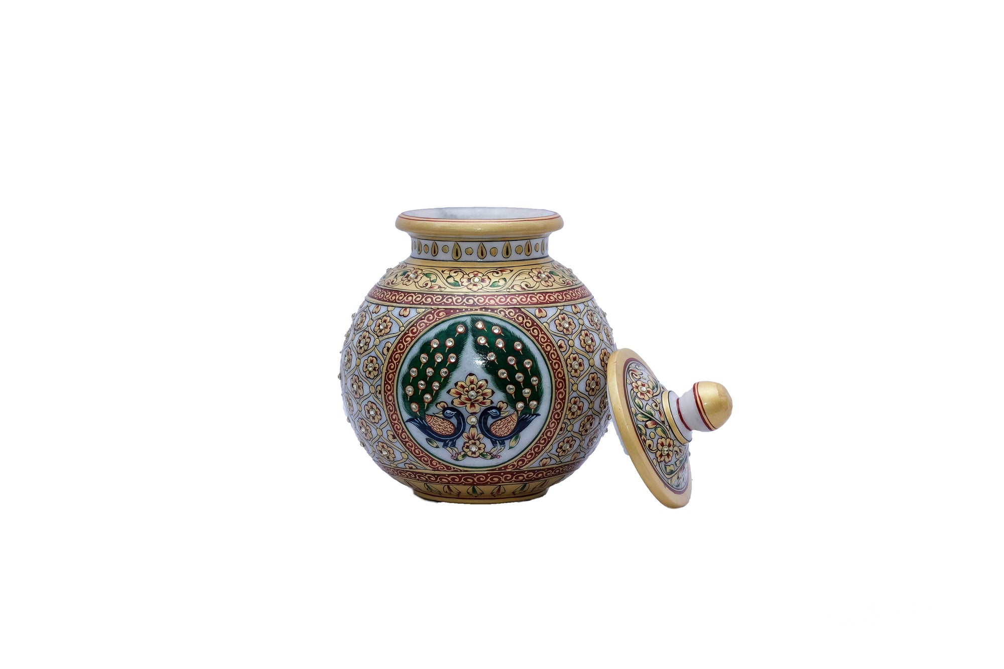 Matka Design Icon Marble Matka With Peacock Design