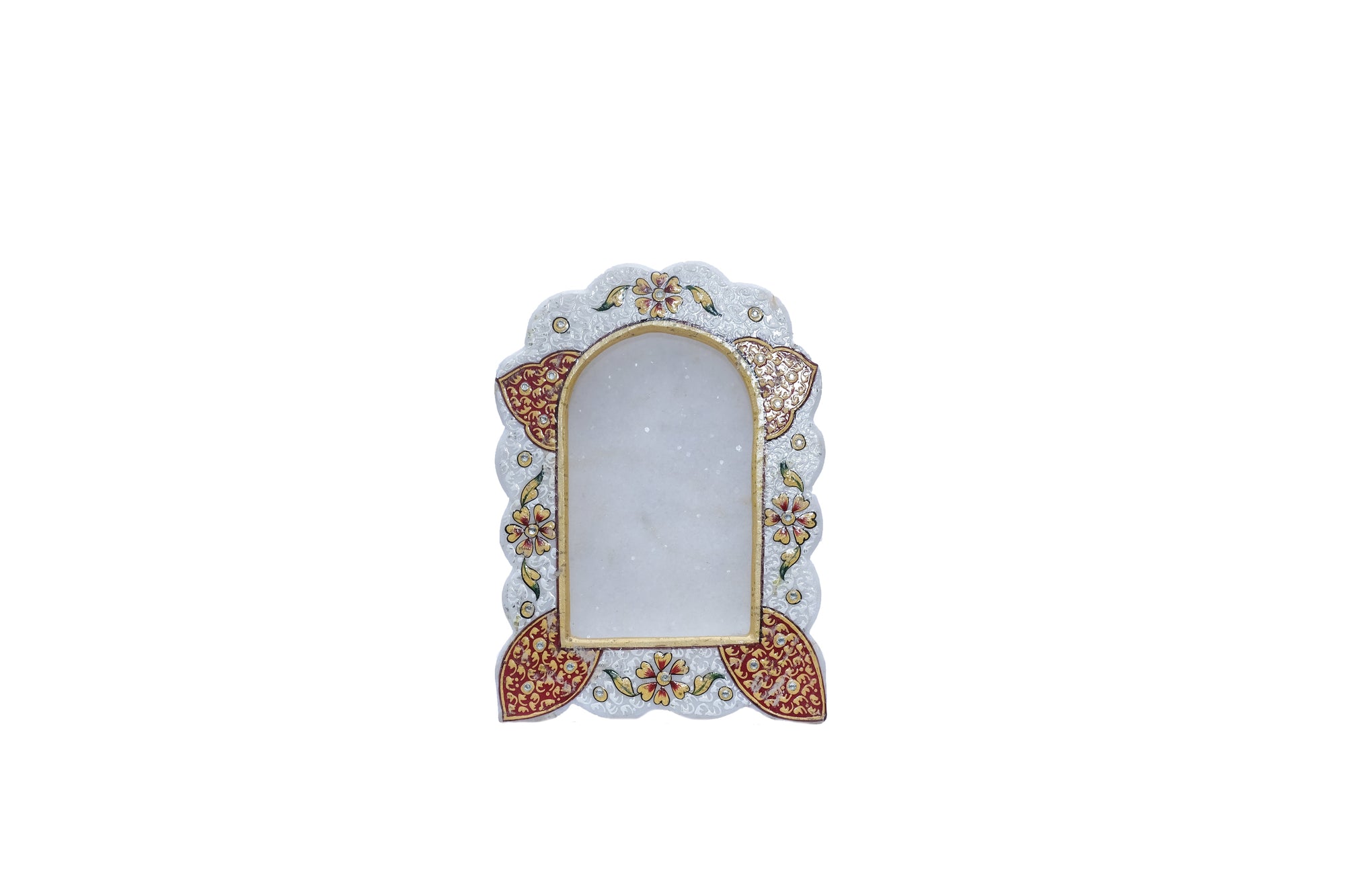 Rectangular Minakari Handpainted Marble Photo Frame For Home Office