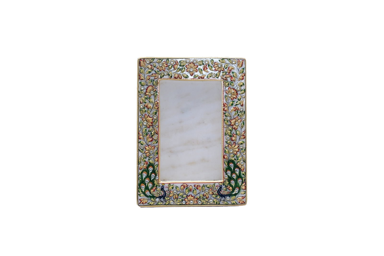 Rectangular Marble Photo Frame |  Minakari Handpainted Photo Frame