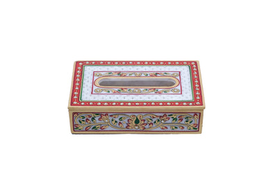 Rectangular Marble Tissue Box |  Minakari Handpainted Tissue Box