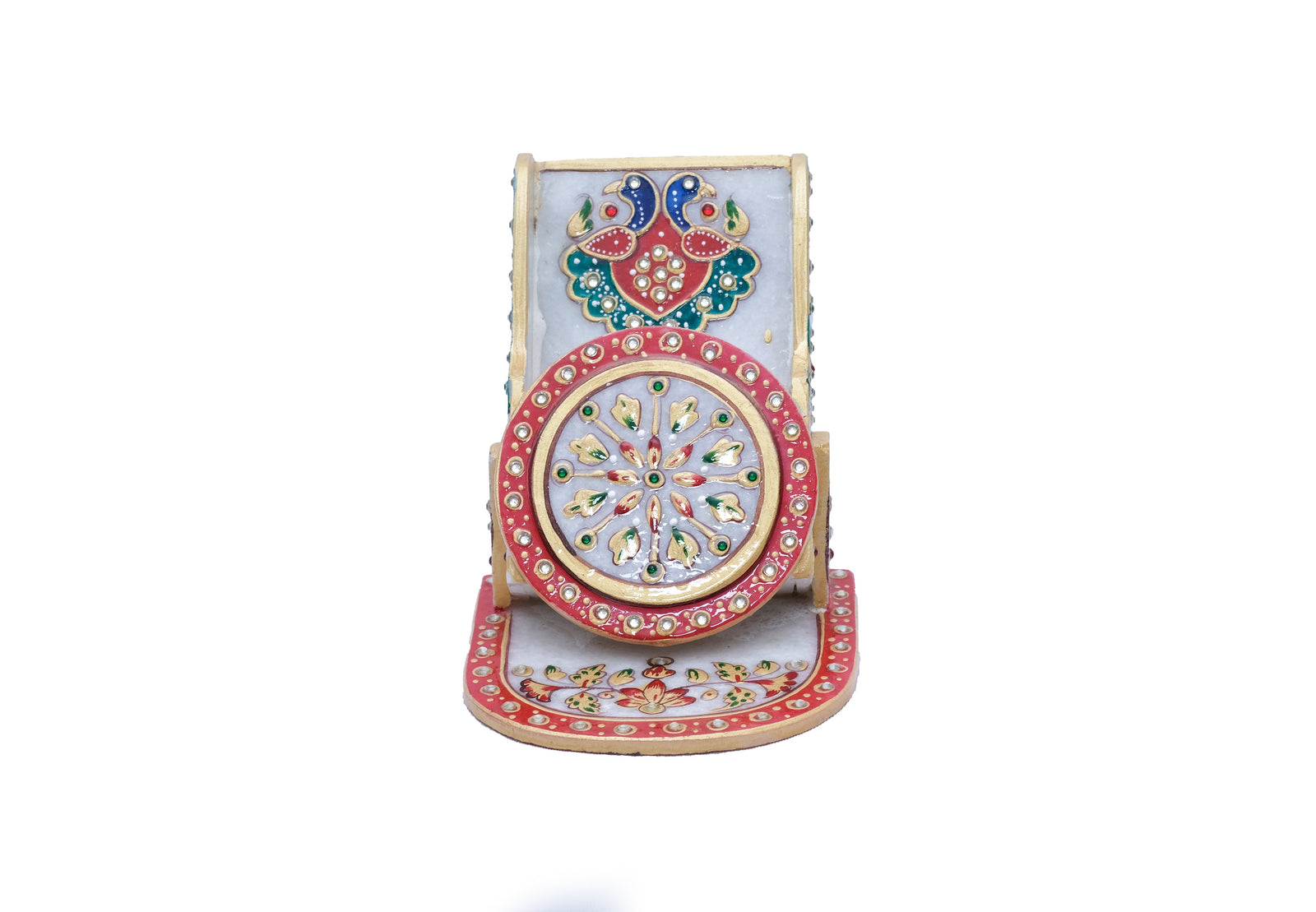 Minakari Style Handpainted Marble Mobile Stand For Holding Your Phone