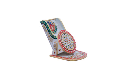 Minakari Style Handpainted Marble Mobile Stand For Holding Your Phone