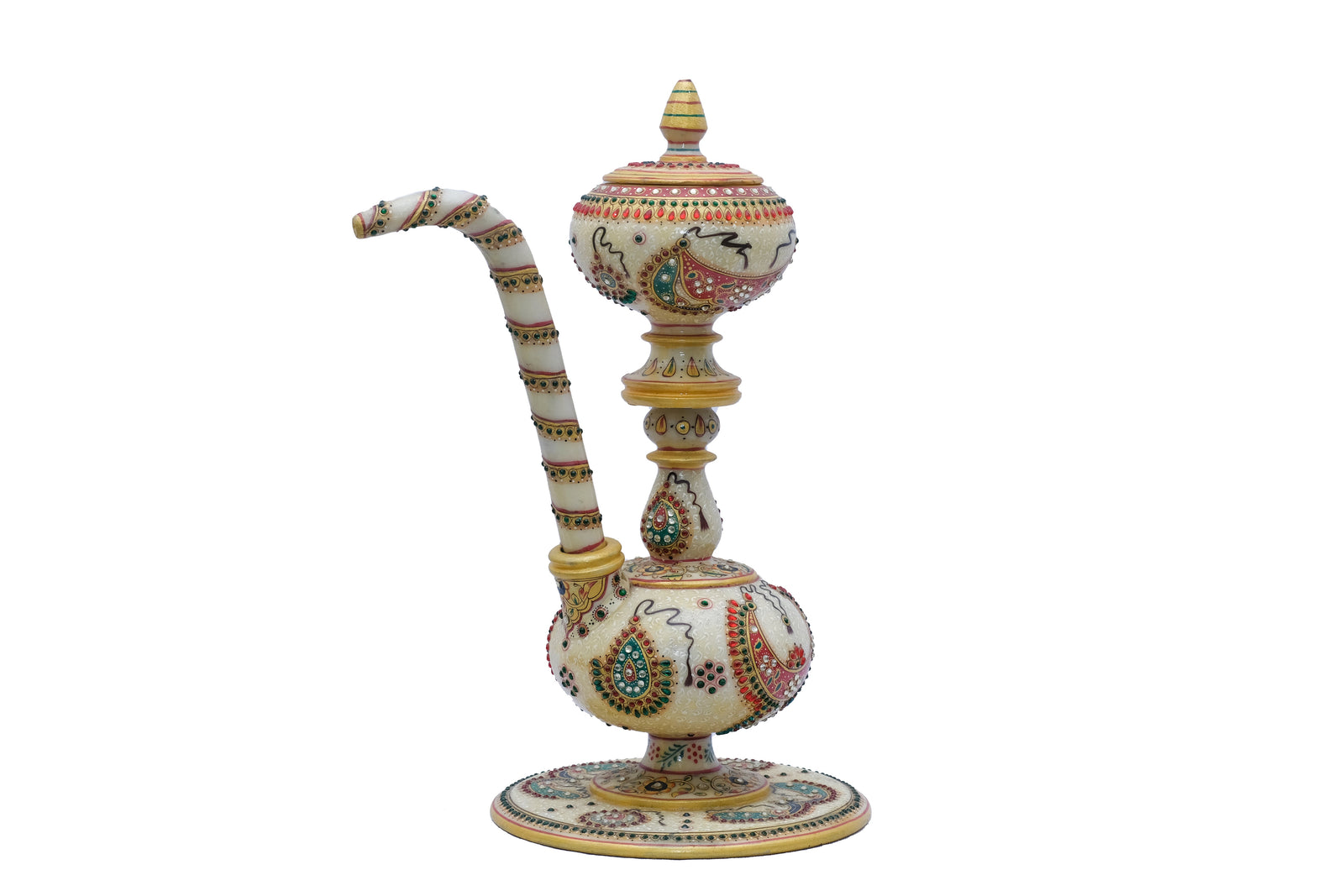 Marble Hookah In A Handpainted Minakari Style Design Home Decorative Item