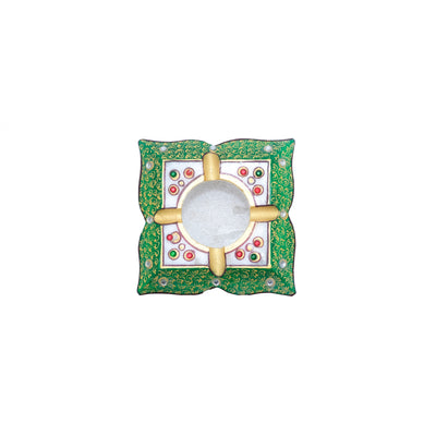 Marble Agarbatti Stand For Pooja With Kundan stones Red And Green