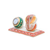 Marble Clock Round Shape with Ghanesh Ji Statue in Red Color