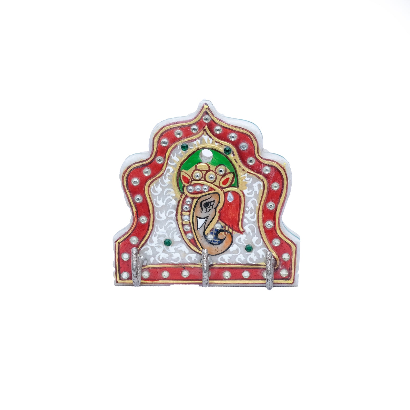 Marble Key Holder Crown Shaped with Ghanesh Ji Design