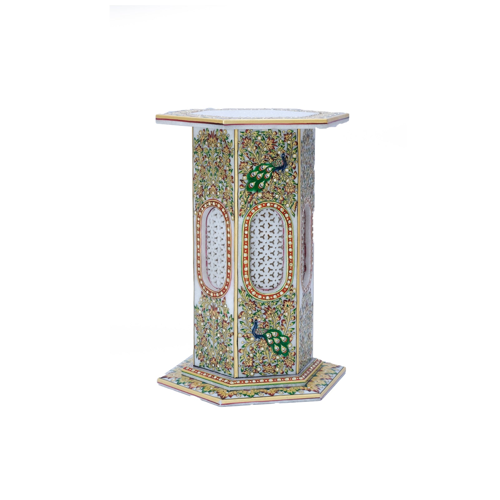Marble Lamp Cum Stand For Home And Dinner Decoration With Peacock Design