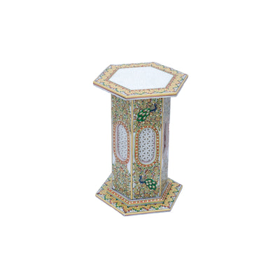 Marble Lamp Cum Stand For Home And Dinner Decoration With Peacock Design