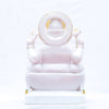 Vietnam White Marble Murti Vighnaharta Ganesh Ji Seated Atop Masand Pillow Statue