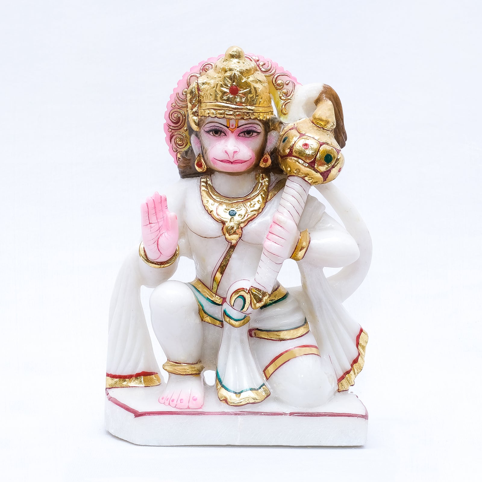 Sitting Hanuman Ji With Gada in Hand Beautifull Makrana Marble Statue
