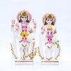 Makrana White Marble Vishnu Laxmi Jodi with Multi Color Mala Murti