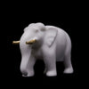 Vietnam Marble White Marble Elephant with Golden Tusks (Medium, 12 inches)