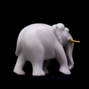 Vietnam Marble White Marble Elephant with Golden Tusks (Large, 15 inches)