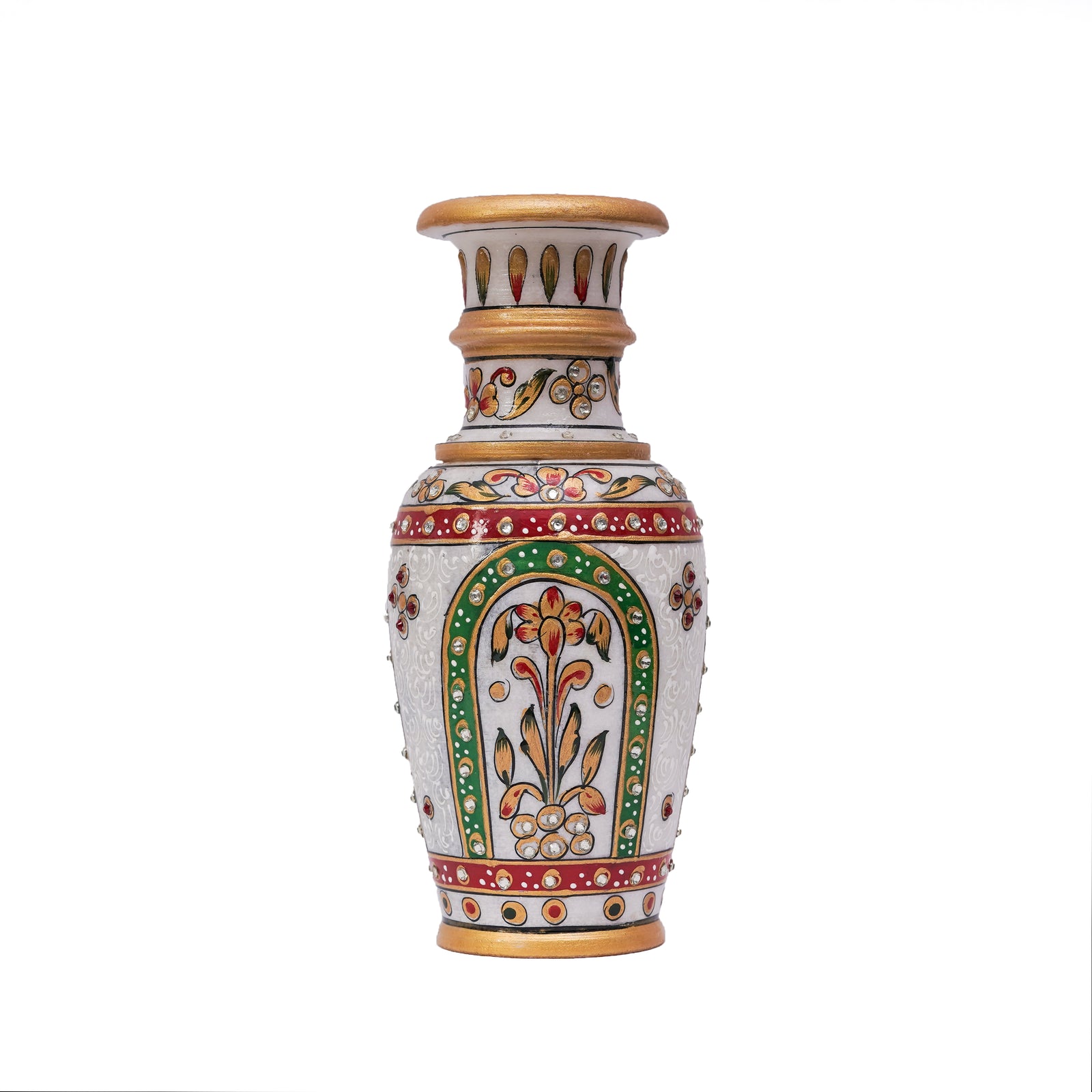 Round Shaped Minakari Handpainted Marble Vase