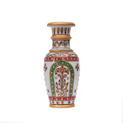 Round Shaped Minakari Handpainted Marble Vase