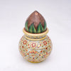 Marble Kalash with Coconut and Green Leaves Round Shaped Handpainted Kalash For Home Decoration