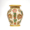 Beautiful Wide Short Necked Marble Vase Round shaped Minakari Handpainted Vase For Home Decoration